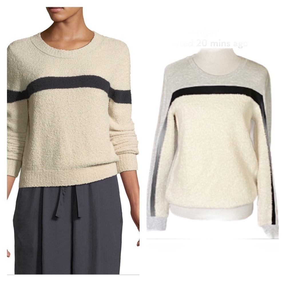 Townsen Mohair Wool Gray Ivory Color Block Sweatshirt Sweater size small